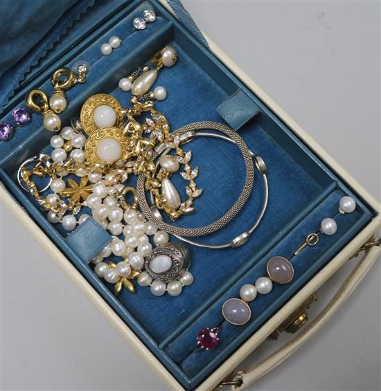 Mixed silver and other costume jewellery, including Chanel earrings etc.